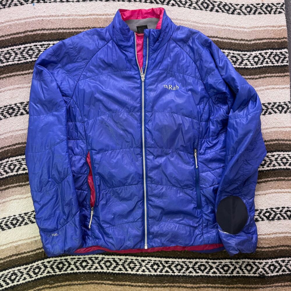 Women's Rab Ether X Purple Pink Zip Up Lightweight Puffer Ski Jacket Sz Large